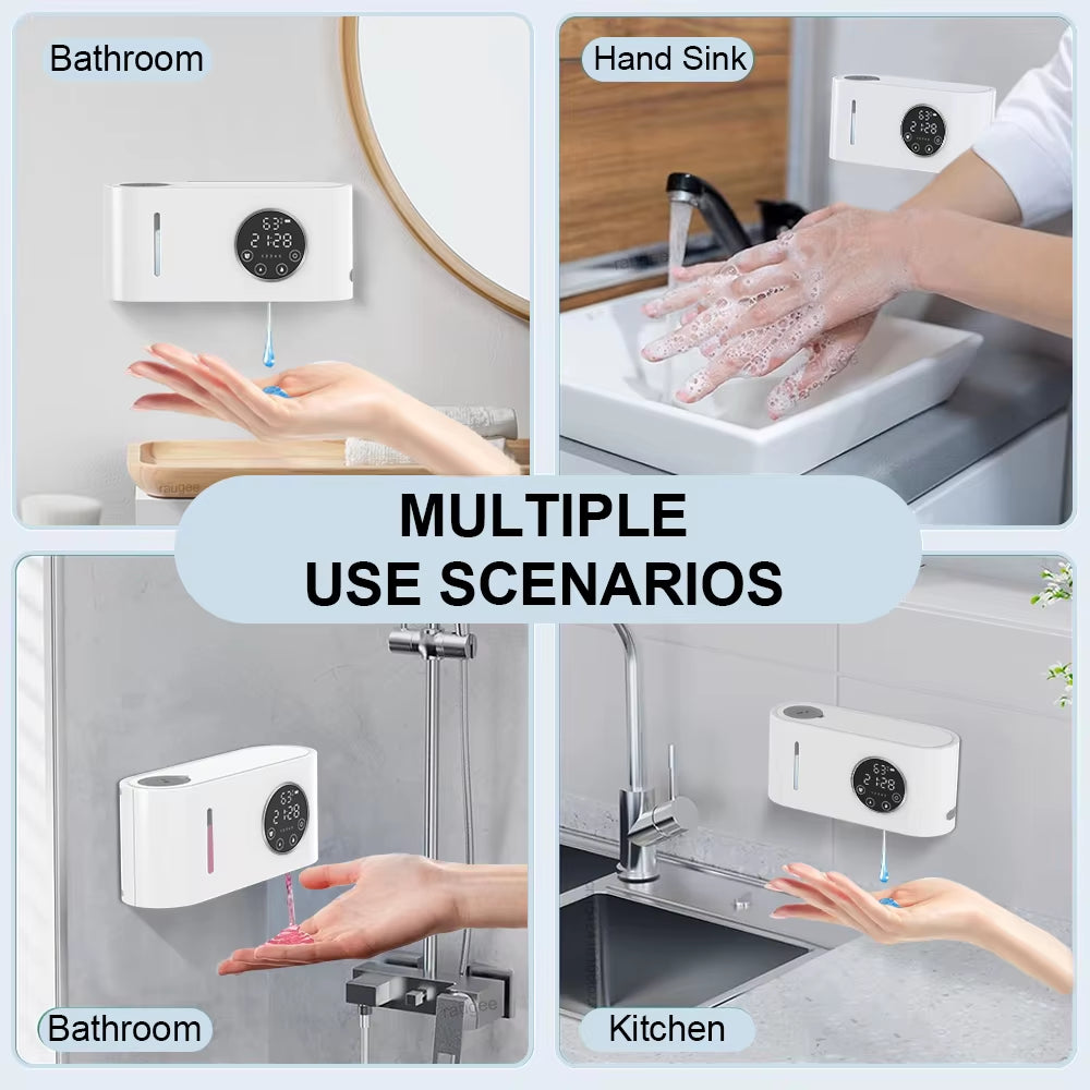 Automatic Soap Dispenser Touchless Sensor Soap Dispenser with LED Screen Wall-Mounted Handwashing Fluid Sensor Soap Dispenser