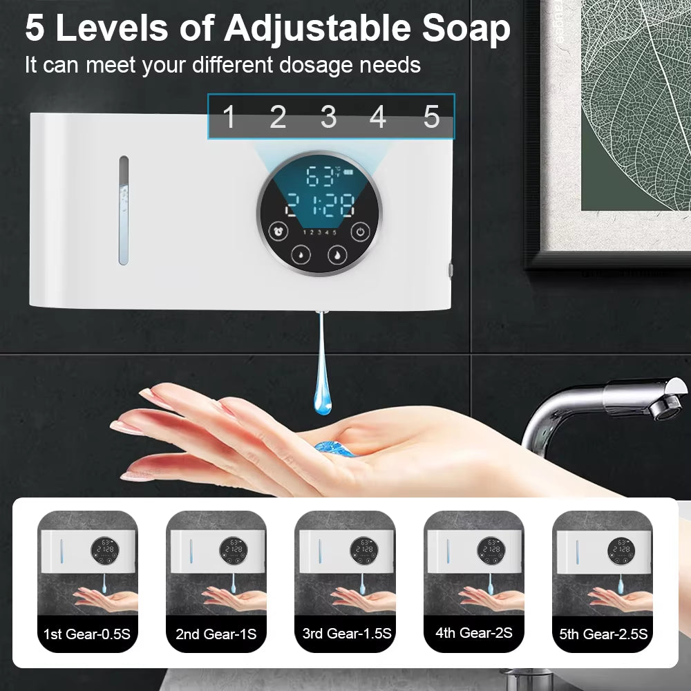 Automatic Soap Dispenser Touchless Sensor Soap Dispenser with LED Screen Wall-Mounted Handwashing Fluid Sensor Soap Dispenser