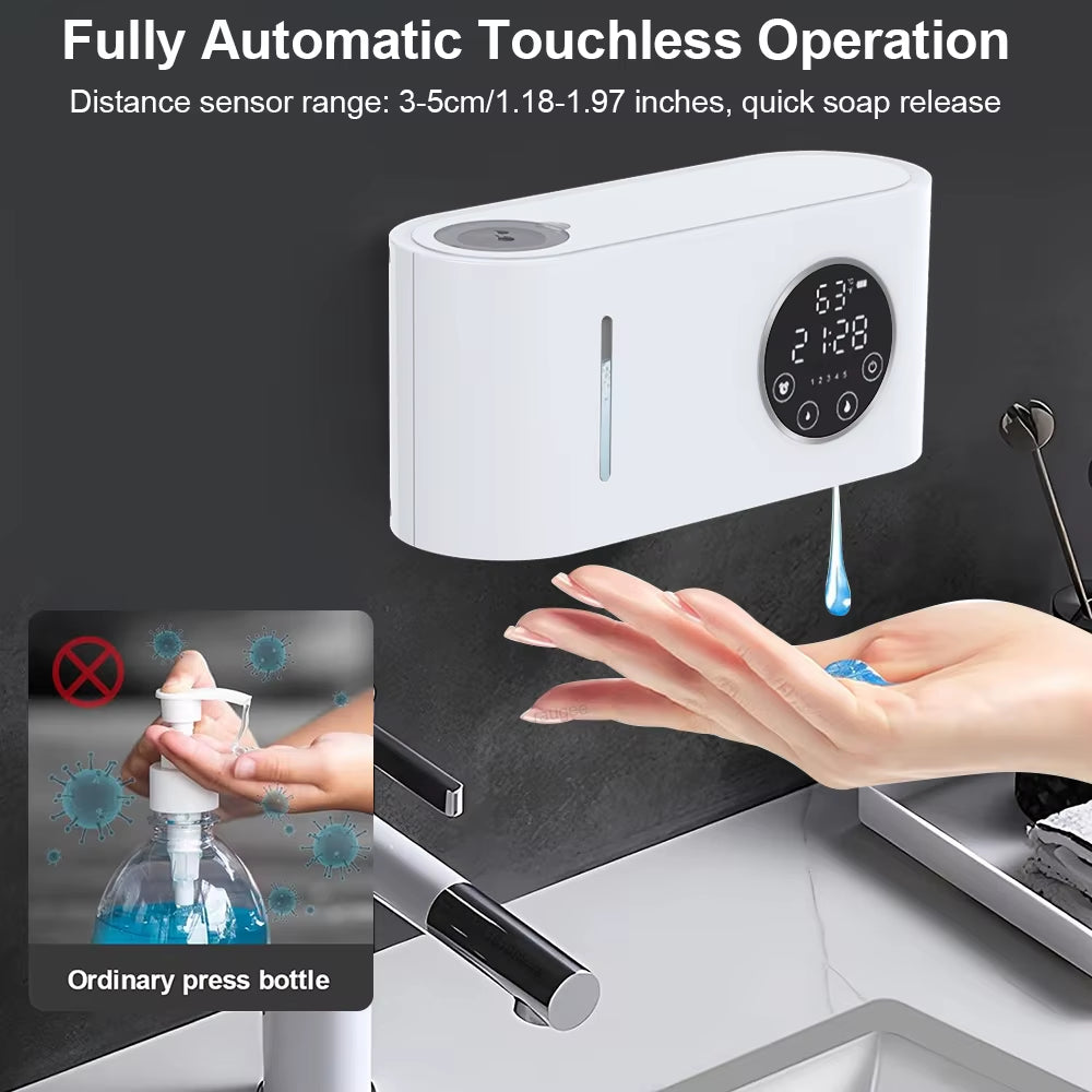 Automatic Soap Dispenser Touchless Sensor Soap Dispenser with LED Screen Wall-Mounted Handwashing Fluid Sensor Soap Dispenser