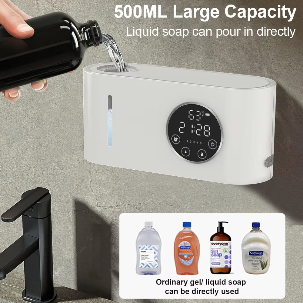 Automatic Soap Dispenser Touchless Sensor Soap Dispenser with LED Screen Wall-Mounted Handwashing Fluid Sensor Soap Dispenser